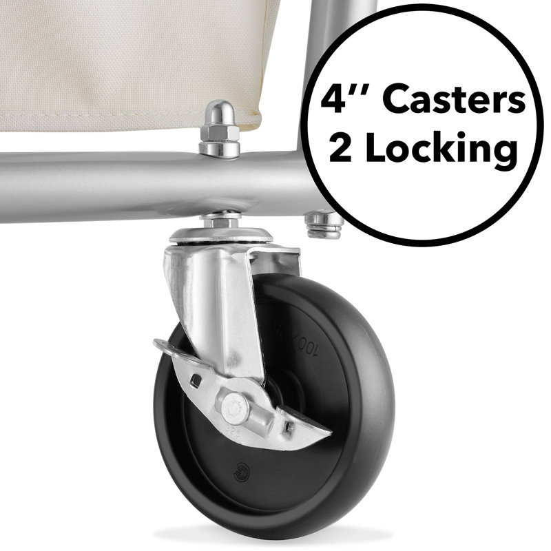 Dryser 2-Section Heavy-Duty Rolling Laundry Hamper with Steel Frame and Canvas Bins
