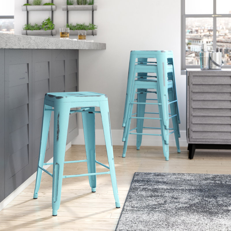Tabouret de comptoir 26,25 po Mikayel, Bleu ciel antique