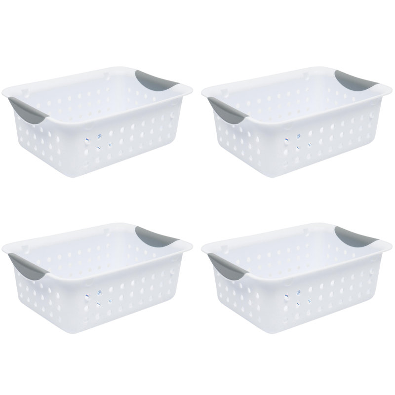 Ensemble de 4 paniers de rangement durables en plastique blanc