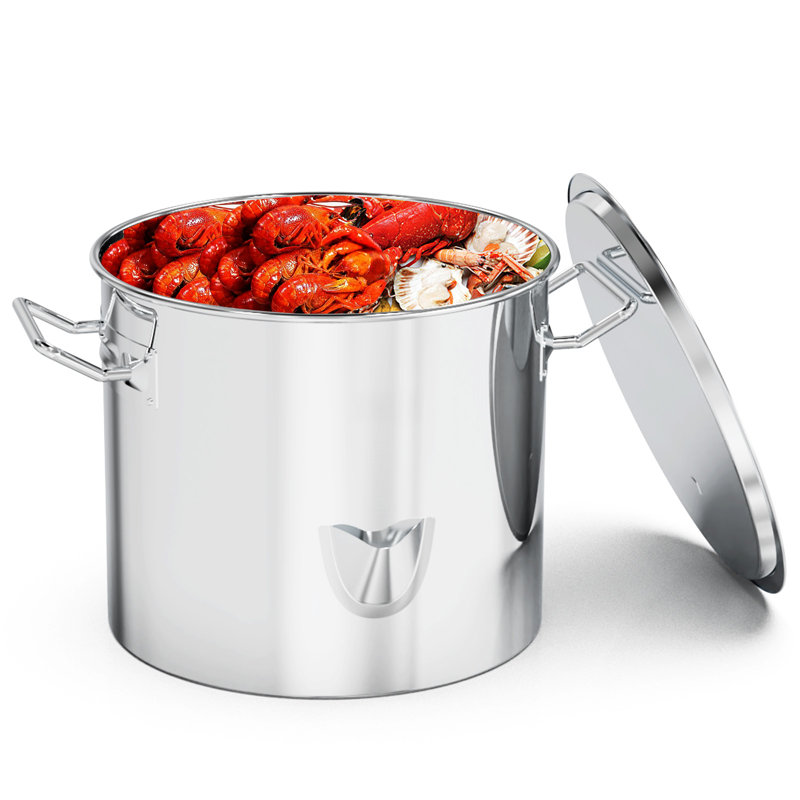 Pot à vapeur en acier inoxydable de 24 pintes avec bec de remplissage d'eau, cloison et support, 24 pintes
