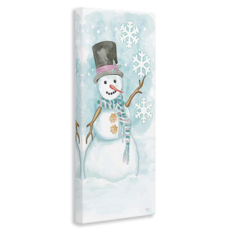 «Waving Snowman Greeting», art mural sur toile par Mollie B., H 24 po x l 10 po