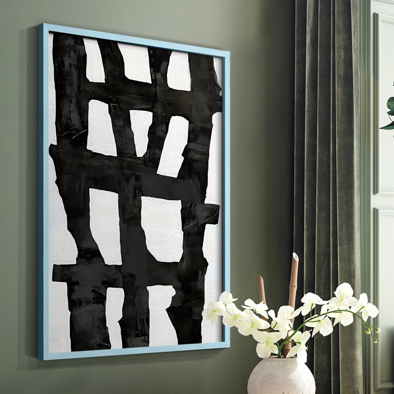 Impression abstraite encadrée CCIX - prête à être accrochée - fabriquée aux États-Unis, Bleu, H 10 po x l 8 po