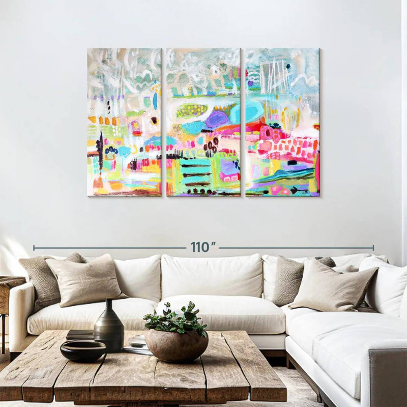 Avery Abstract Clouds Over City, 48" H x 74" W