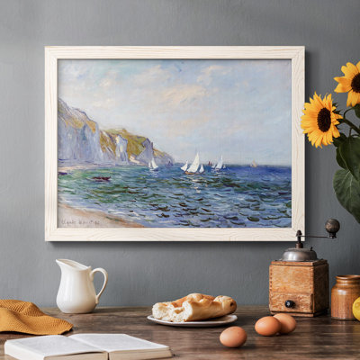 Falaises et voiliers à Pourville, 1882 - Toile tendue avec châssis rustique