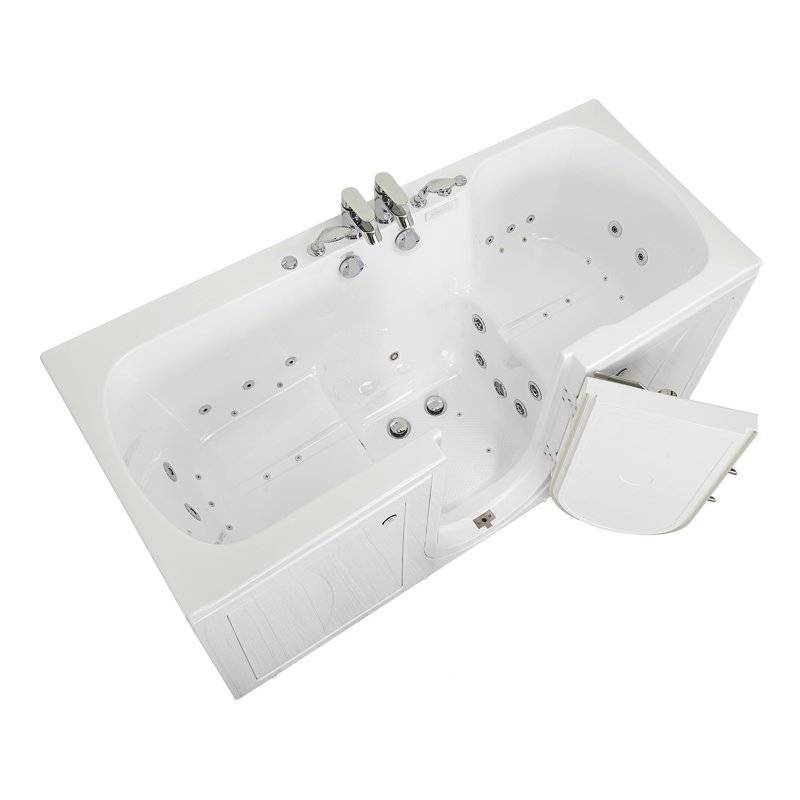 Ella Big4Two 36"x80" Hydro + Air Massage w/ Independent Foot Massage Acrylic Two Seat Walk-In-Bathtub, Right Outswing Door, Heated Seats, 2x2 Piece Fast Fill Faucet, 2" Dual Drain