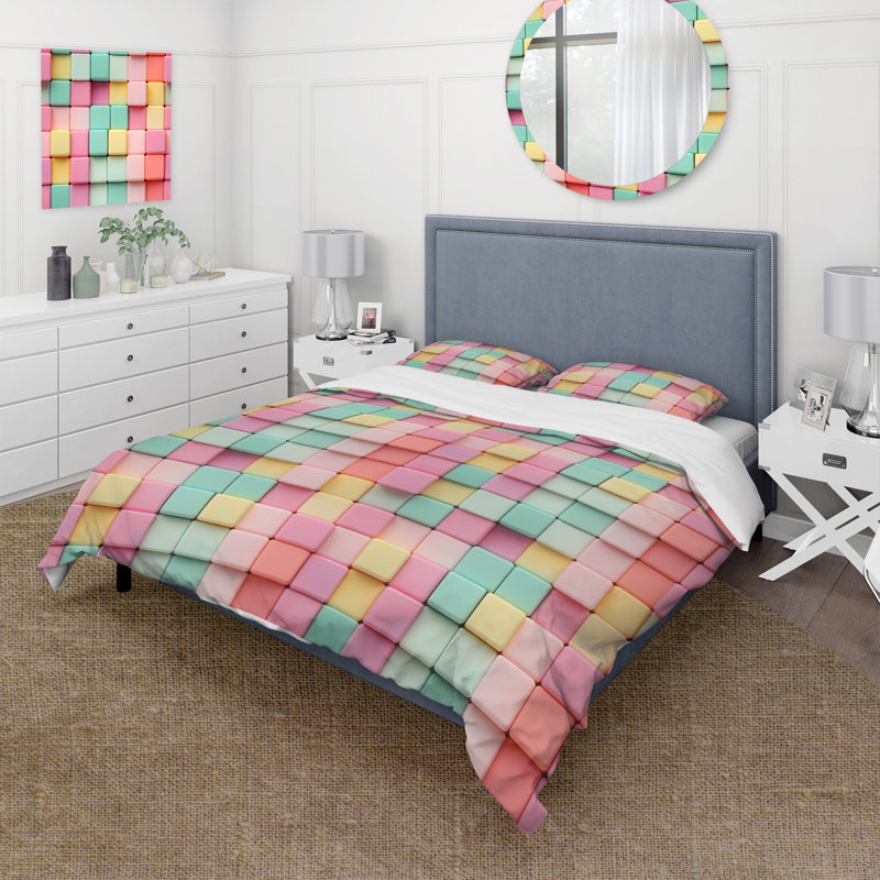 Ensemble de housse de couette Popart Candyland Blocks I, Housse de couette pour très grand lit et 2 très