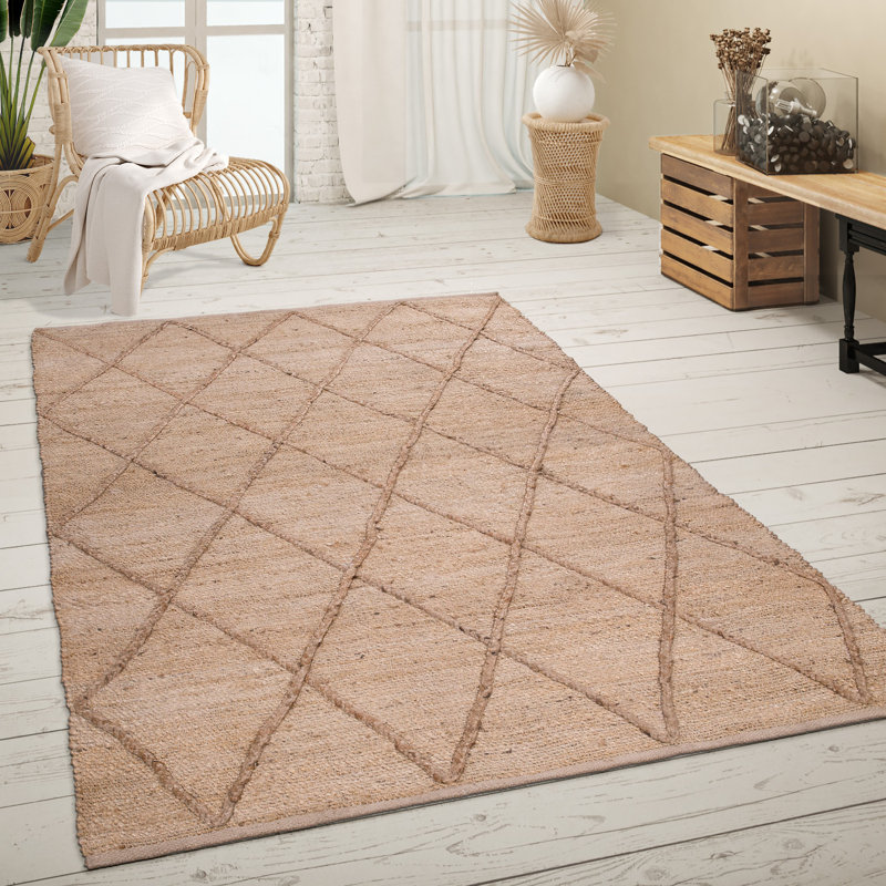 Cozine Geometric Jute / Sisal Area Rug, Rectangle 300 x 400cm
