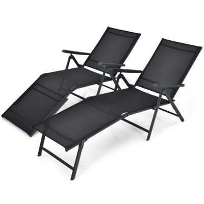 Chaise longue pliante 2 pièces avec repose-pieds à 2 positions