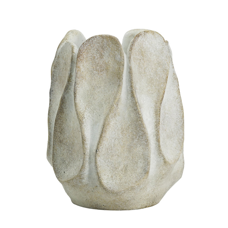 Jardinière en ciment naturel avec motif de fleurs - gris, H 7,9 po x l 6,3 po x P 6,3 po