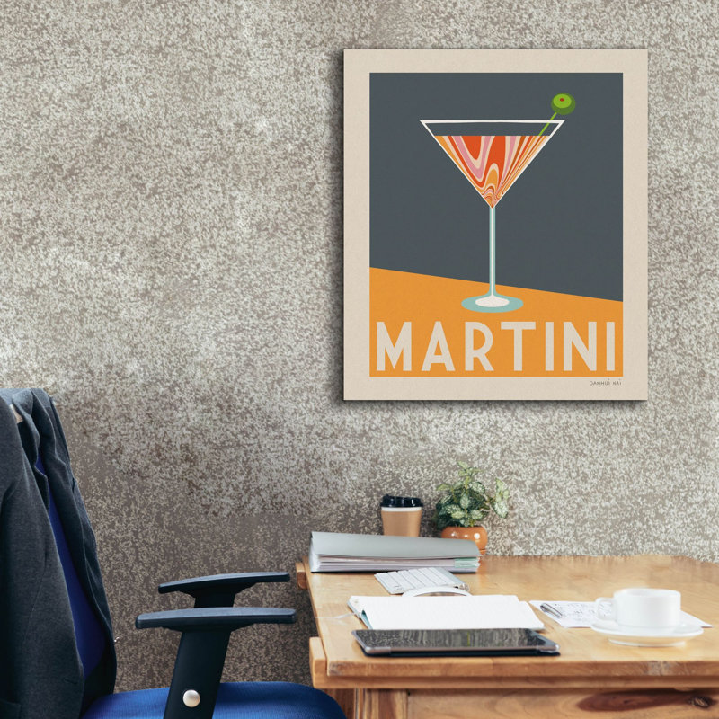 «Cocktail Poster 1» par Danhui Nai, art mural sur toile, H 30 po x l 26 po