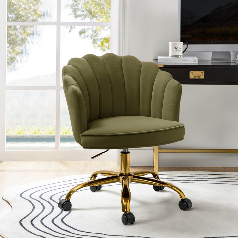 Belanda 23'' W Modern Velvet  Task Chair with Tufted Back, Moss