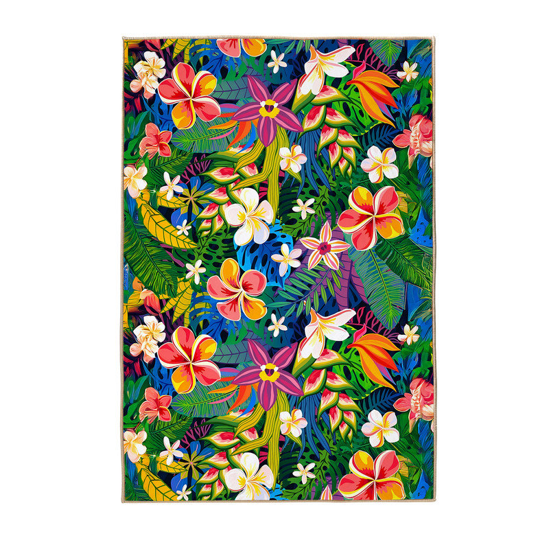 Paillasson antidérapant, L 20 po x L 32 po, Fleurs colorées 02