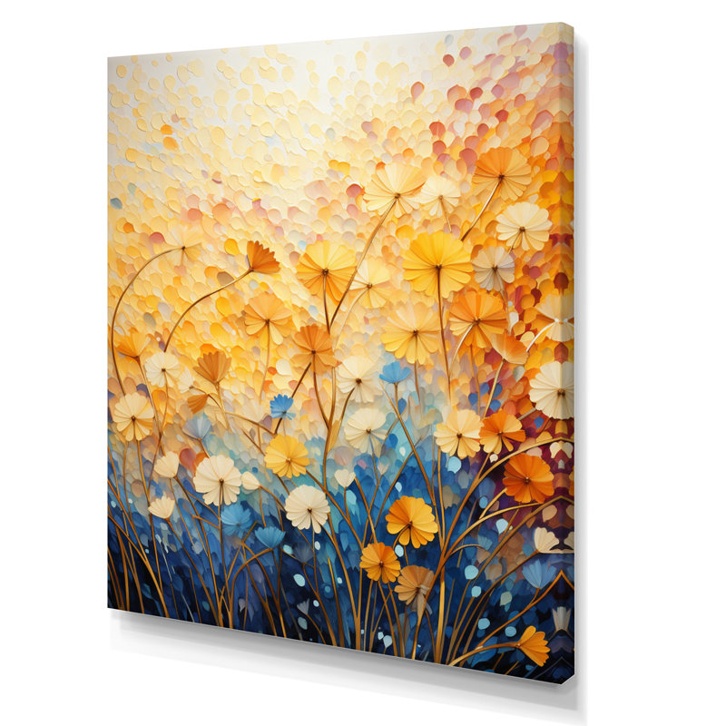 Golden Harvest III - Décoration murale paysage abstrait, Toile tendue, H 32 po x l 16 po x P 1 po