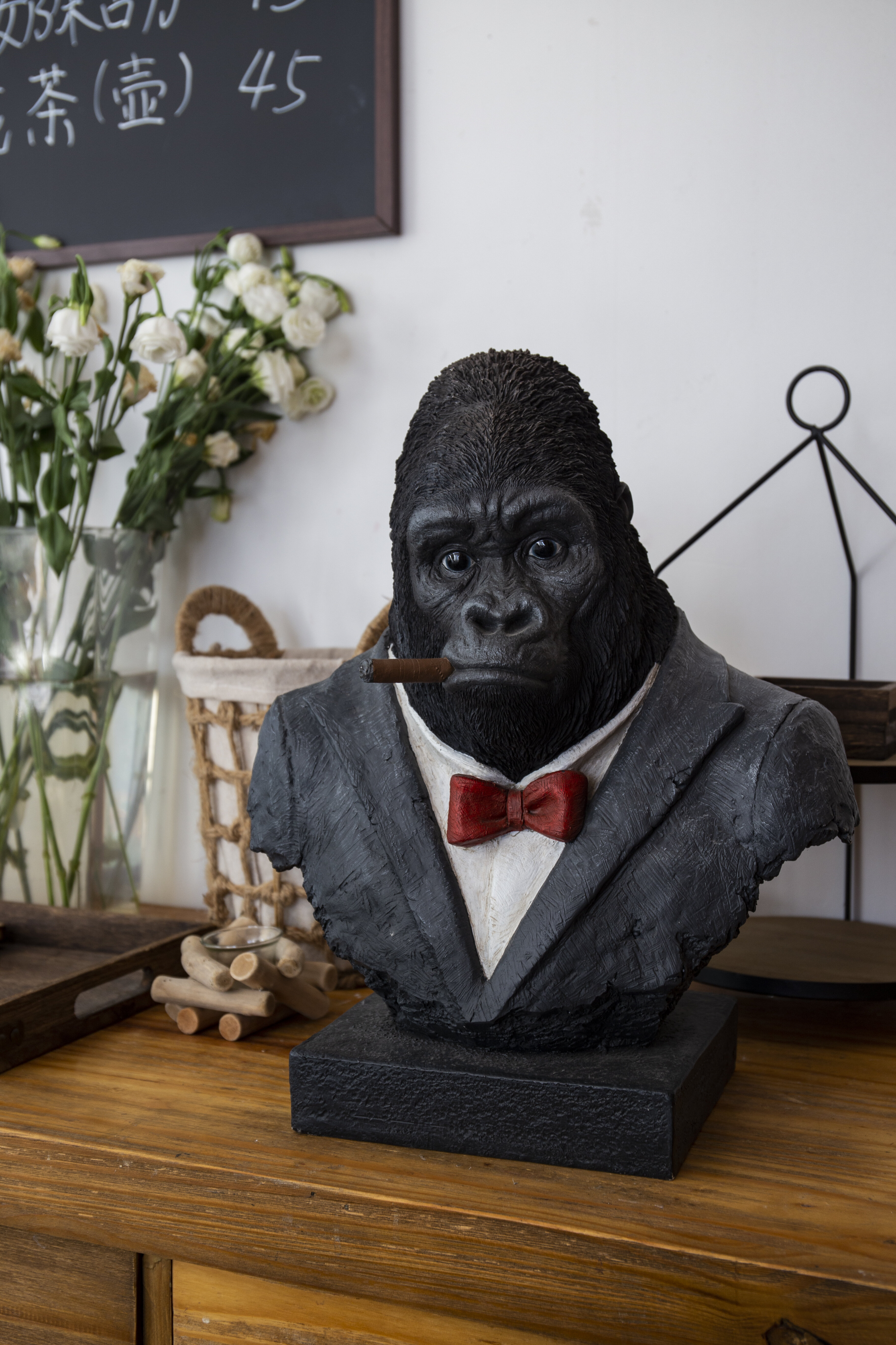 HI-LINE GIFT LTD. Gorilla Head with Tux Statues 87636-A - The Home Depot