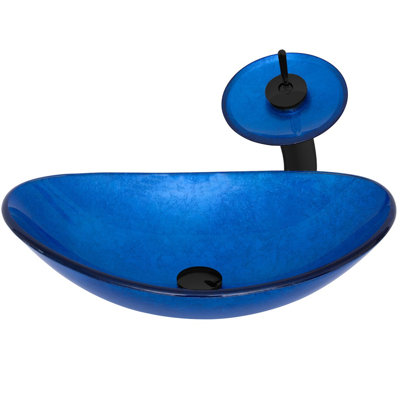 Novatto 13.5'' Glass Oval Bathroom Sink with Faucet