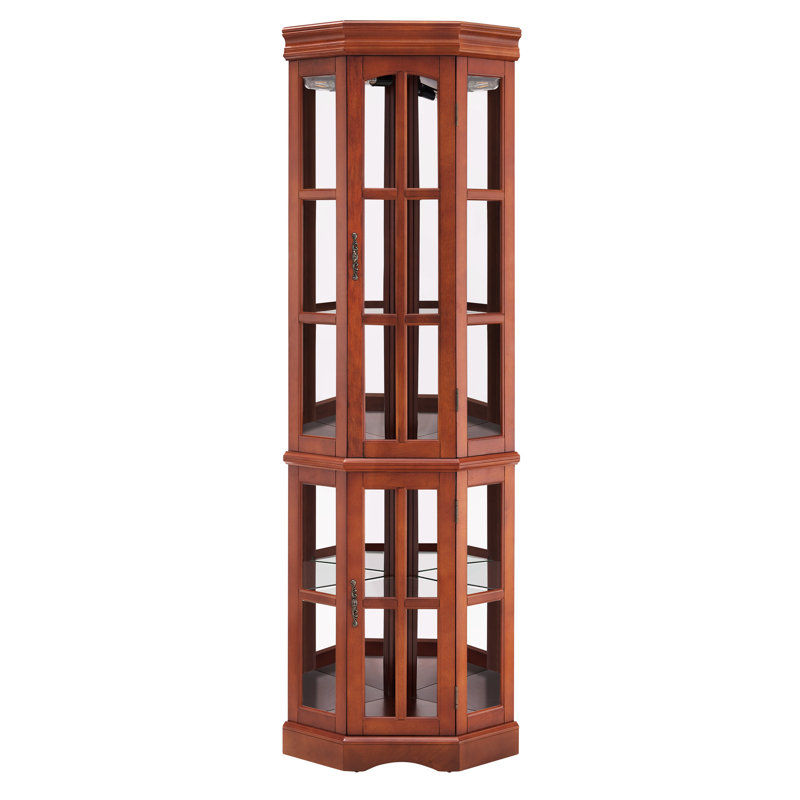 Armoire d'angle à 5 tablettes en noyer, Noyer, H 17,68 po x l 23,6 po x P 68,81 po