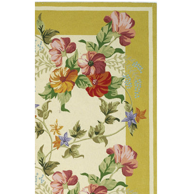 Hand Hooked Wool Pile Floral Rug