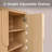  34.5'' Sideboard Buffet Cabinet With Curved Handles & Adjustable Shelves, Natural Oak-617408955