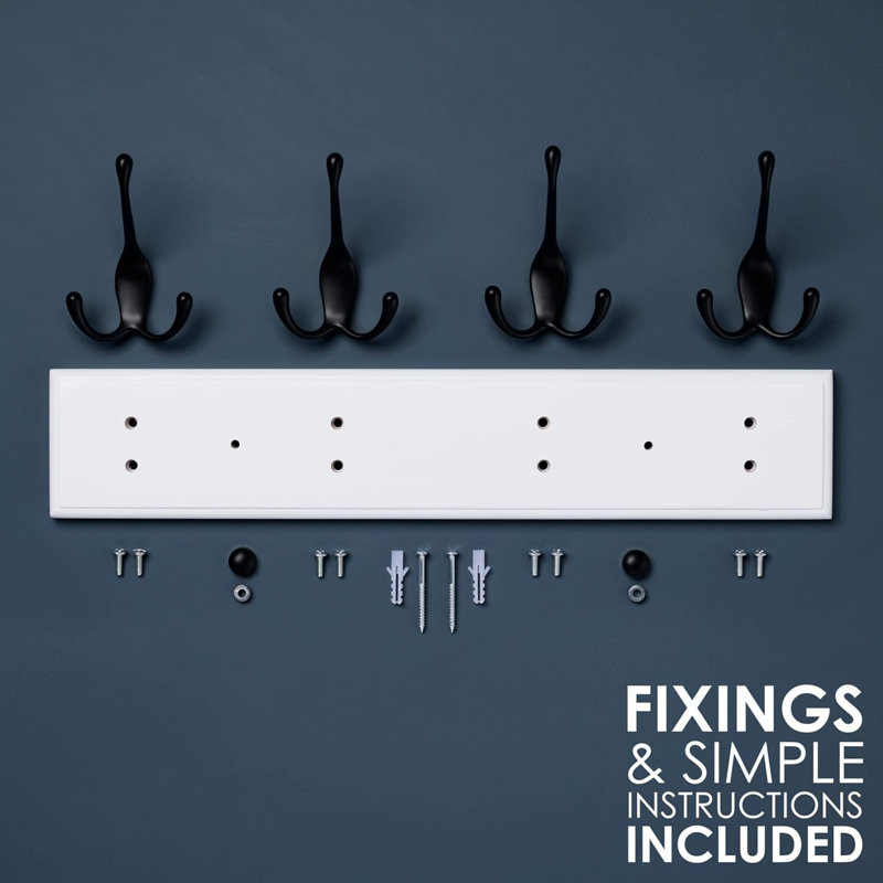 Aralda Metal Wall 4 - Hook Wall Mounted Coat Rack, White/Black