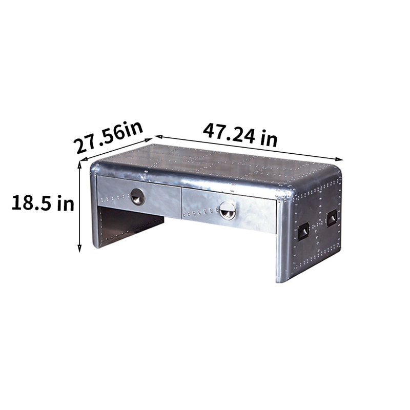 Table basse Industrial, H 18,5 po x L 47,24 po x l 27,56 po