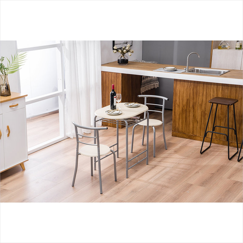 Ensemble de salle à manger pour petits espaces, table à manger combinant structure en métal, MDF et métal, et salle à manger