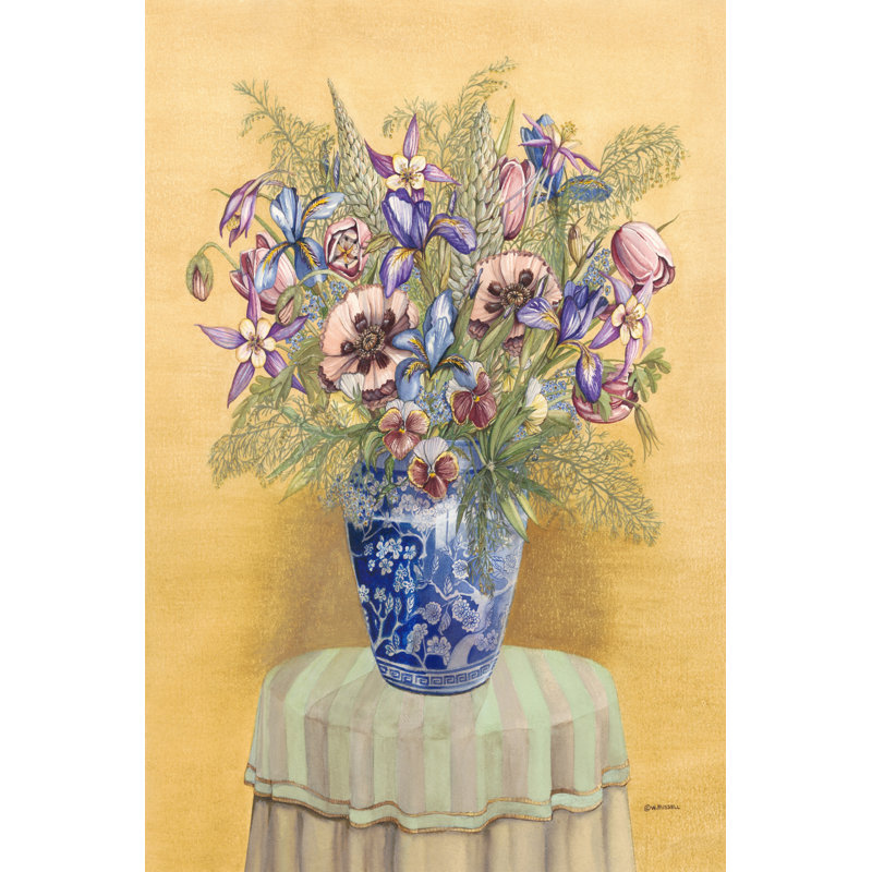 Bouquet In Asian Vase II - Wrapped Canvas Print, 46cm H x 30cm W x 3.8cm D