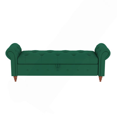 63" Bed Bench Green Velvet