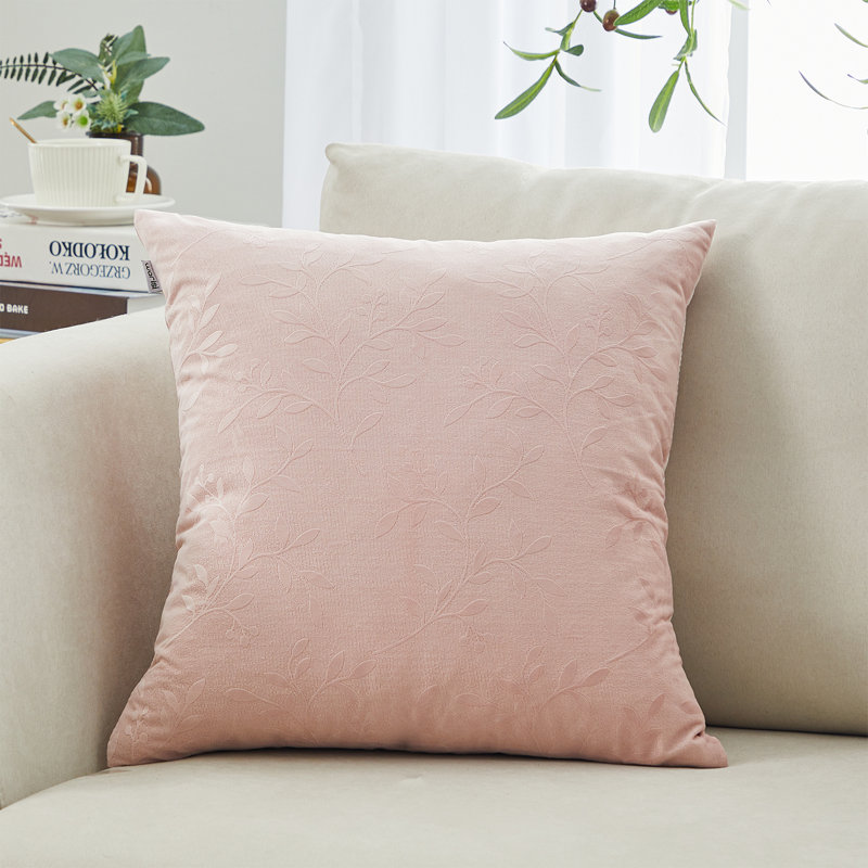 Housse et insert en velours carré Velvet Spring Flowers, Rose