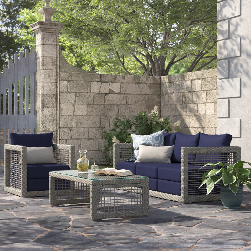 Ensemble de 3 pièces de patio en osier d'extérieur Aura