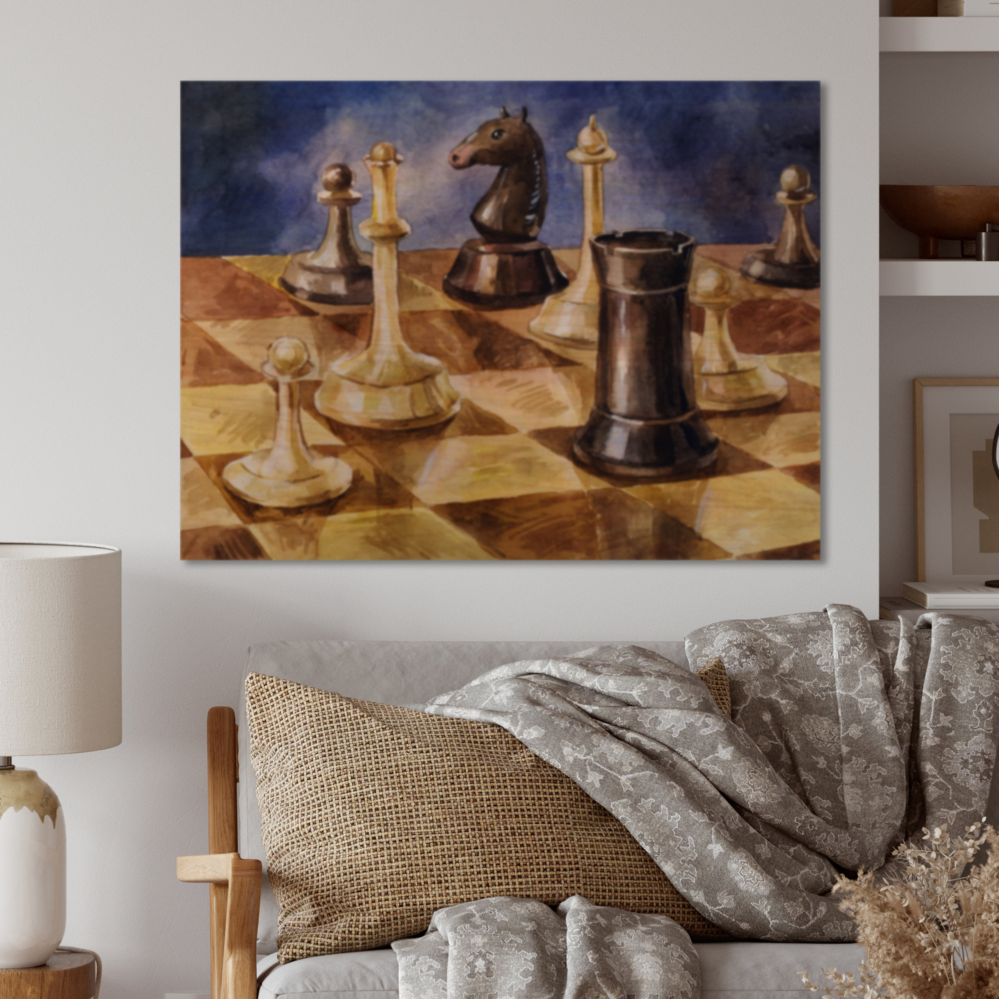 Winston Porter Chess Pieces Game On Wood Painting