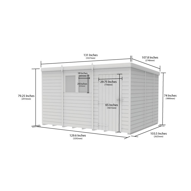 11x9 Pent Composite Shed