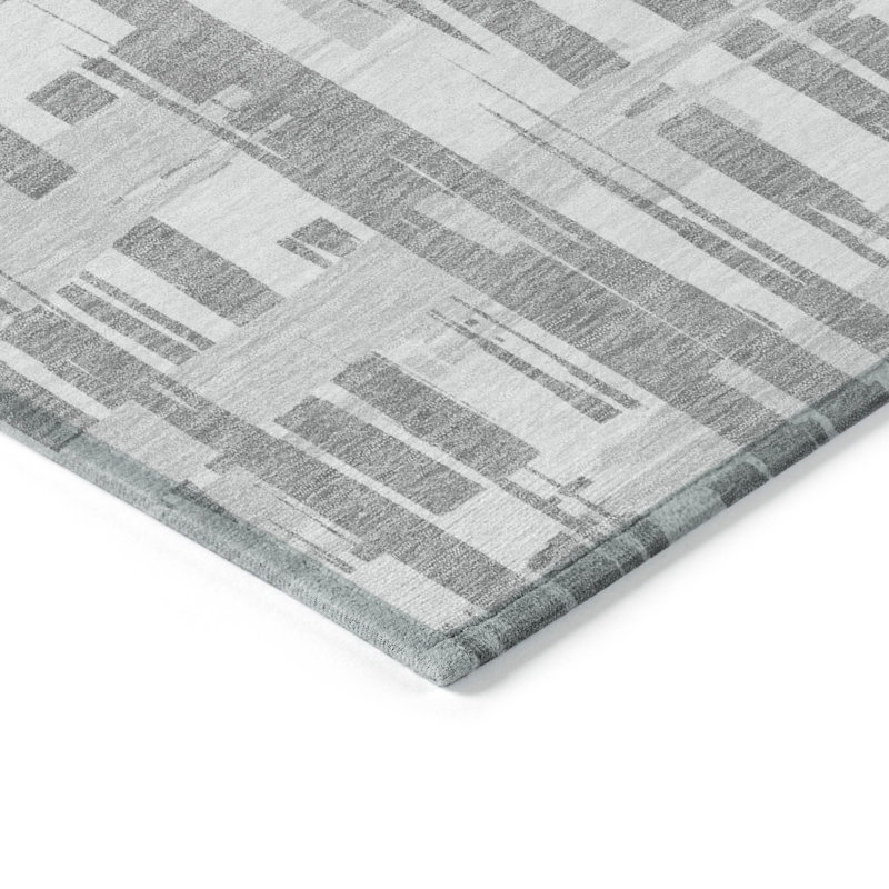 Tapis gris intérieur / extérieur lavable à la machine, Rectangle 8 pi x 10 pi