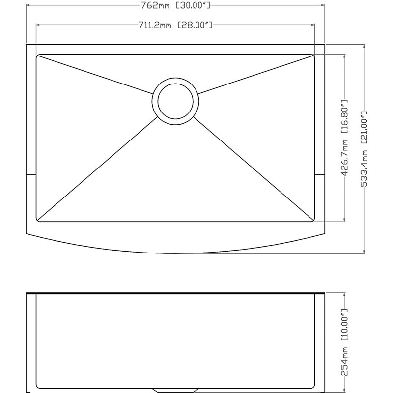 31.5 " L Single Bowl Stainless Steel Kitchen Sink
