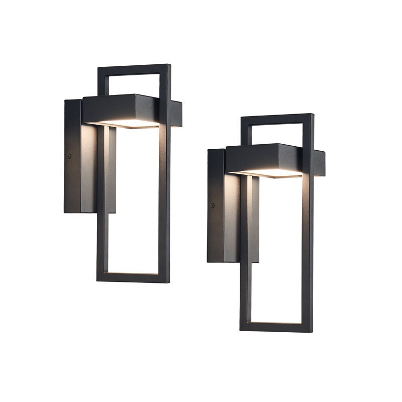 13.8"/16.5" Black Led Outdoor Wall Light Waterproof Exterior Wall Light (set Of 2), 13.78" H x 5.12" W x 6.89" D