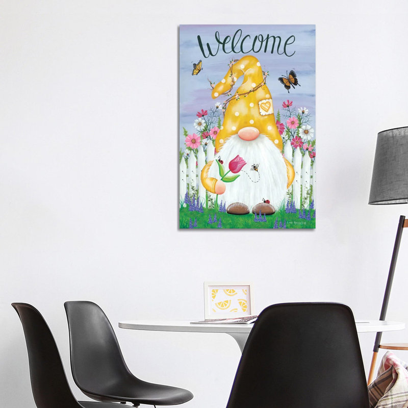 Spring Garden Gnome by Lisa Kennedy - Wrapped Canvas Painting, 101.6 cm H x 66.04 cm W x 3.175 cm D