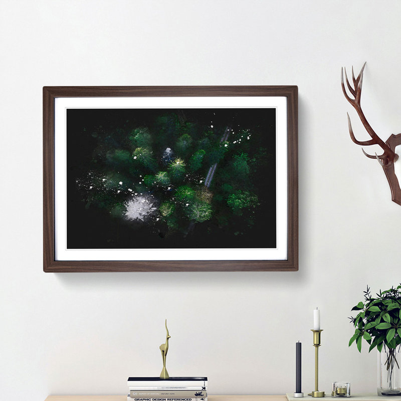 Green Forest N Sweden - Picture Frame Graphic Art Print, 62cm H x 87cm W x 2cm D, Walnut Framed