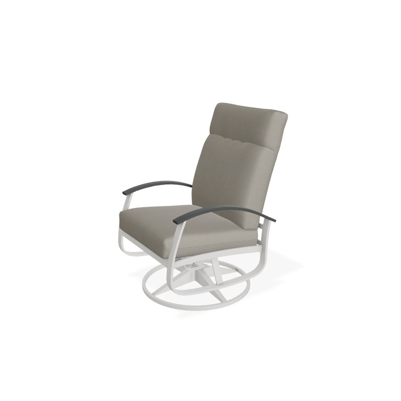 Belle Isle Outdoor Rocker Chair, Blue/White Stripe, Classic Graphite P30, Textured Snow
