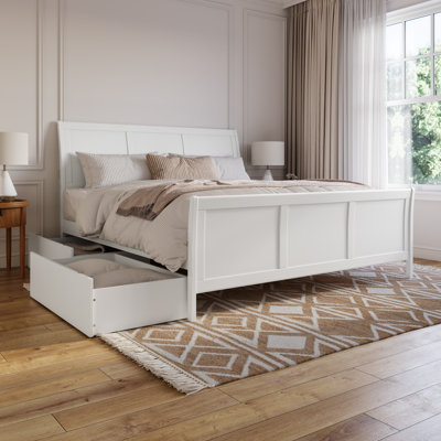 Lit plateforme Portland avec pied de lit et tiroirs de rangement assortis