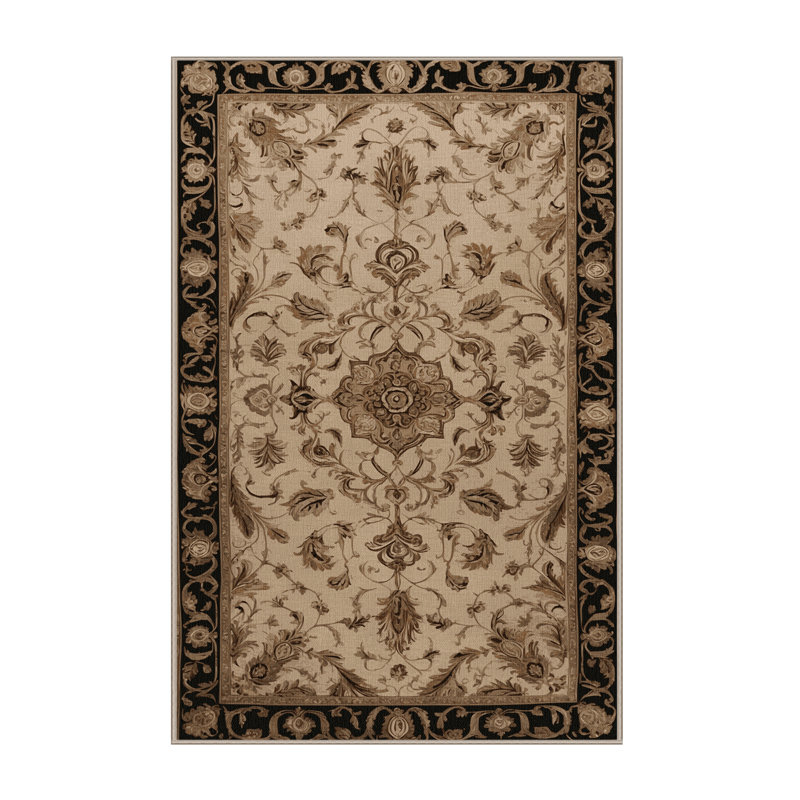 Tapis brun français lavable à la machine, Rectangle 3 pi x 5 pi