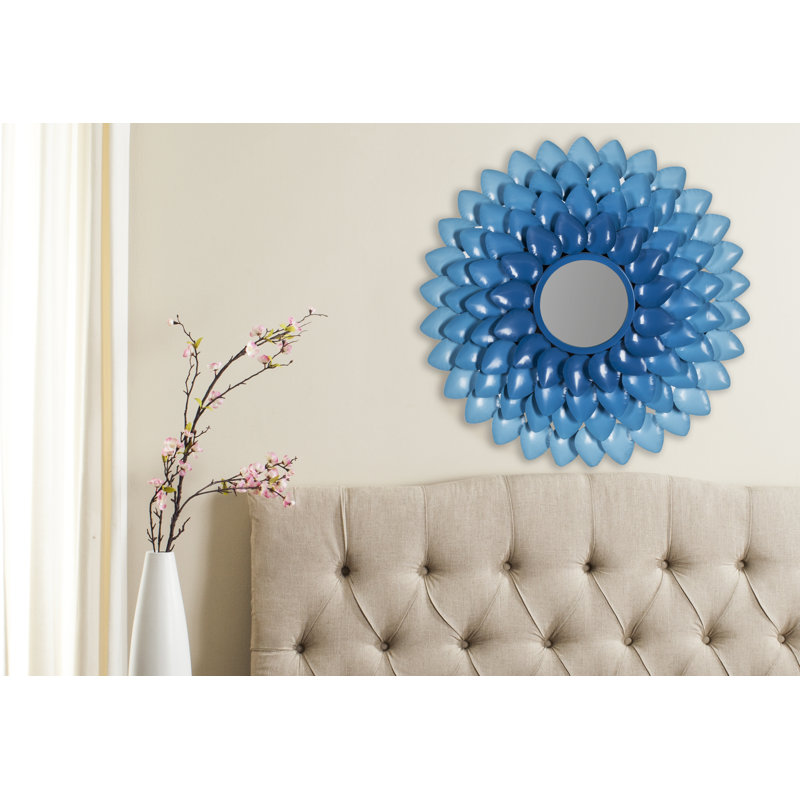 Metal Flat Wall Mirror, Blue