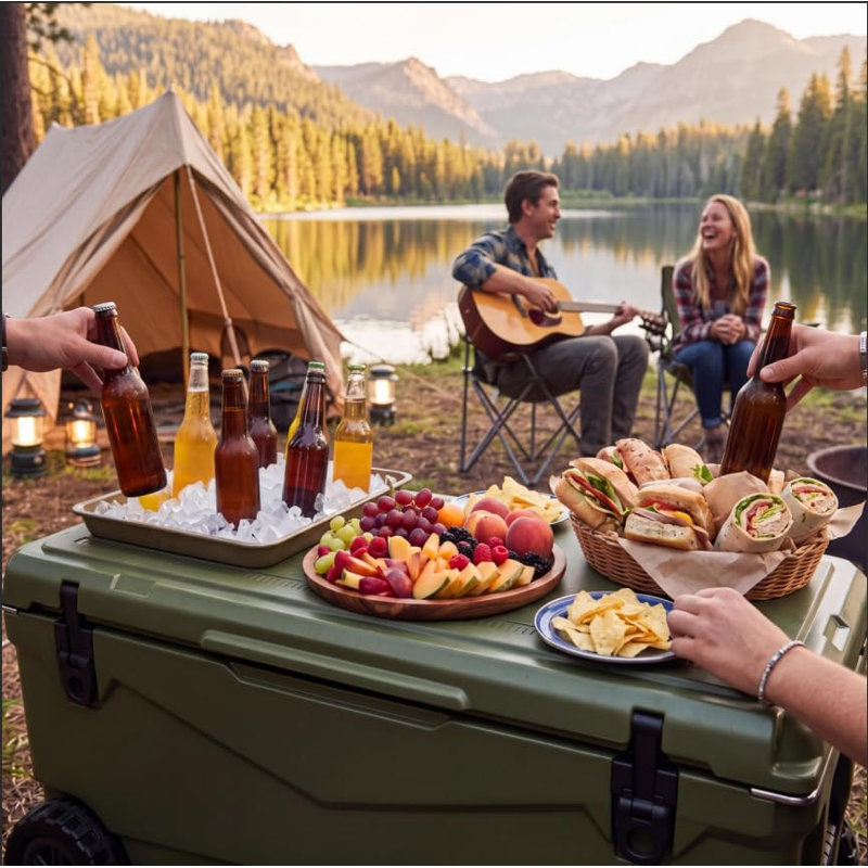Glacière à roulettes 110 qt, 7 jours de rétention de glace, glacière portable pour la plage et le camping