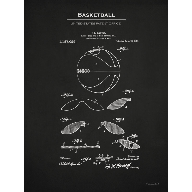Basketball brevet 1 sur toile par Susan Ball, H 18 po x l 12 po x P 1,25 po