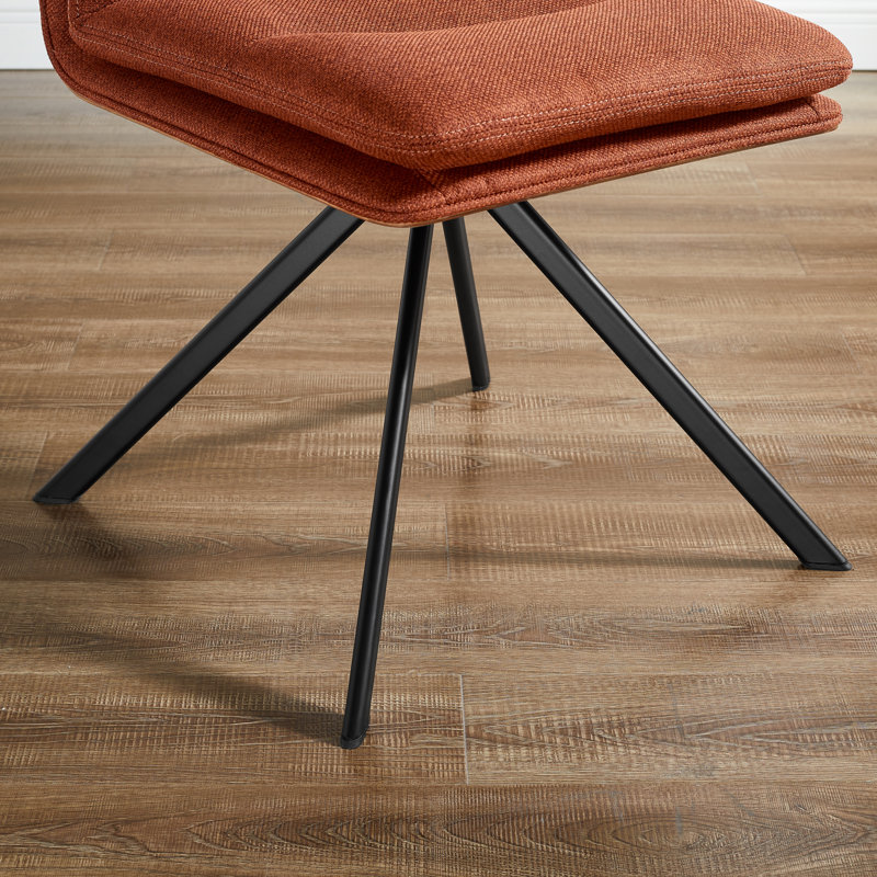 Ensemble de 2 chaises rembourrées pivotantes avec pieds en métal, Orange