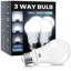 Paquet de 4 ampoules DEL à 3 voies A19, 12 W 1500LM E26 culot 2700K, ampoule à DEL blanc chaud en plastique, ampoules à intensité variable à trois niveaux 120 V pour les luminaires intérieurs-139142095-139142097