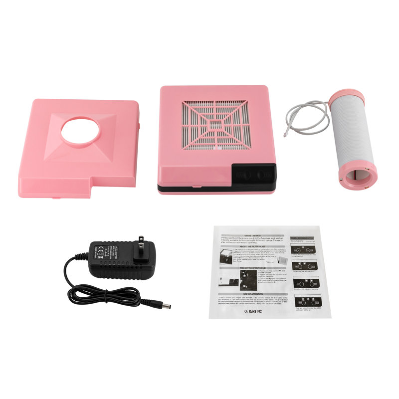 SUNYOU Nail Art Manicure Dentist's Dust Clean Tool, Dust Collector Fan Vacuum Cleaner, Pink