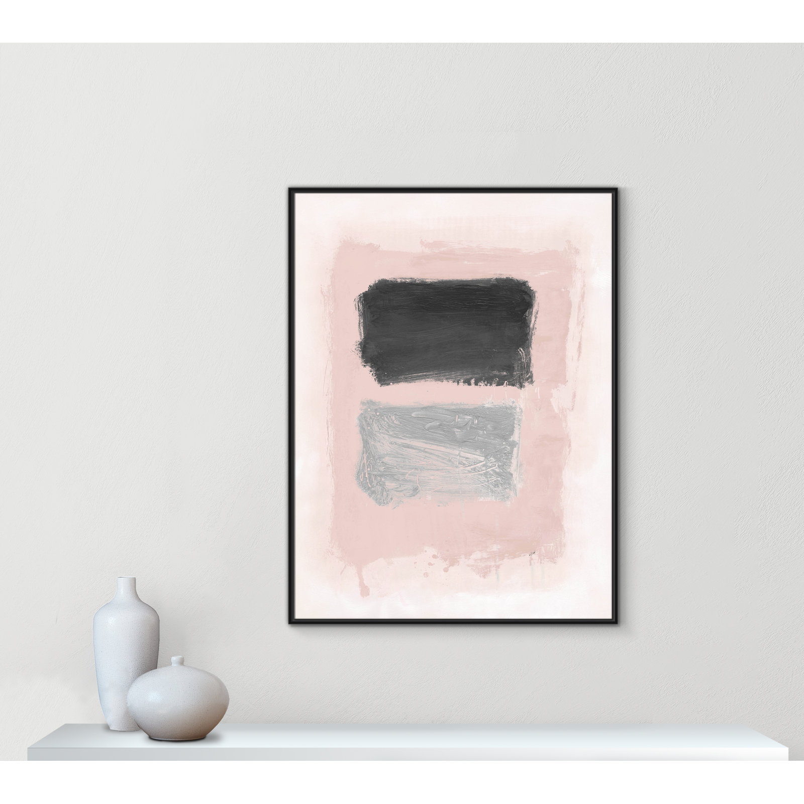 Thomasin Pink, Black And Silver Shimmer I Framed On Canvas by  Print, Black, 49.5" H x 37.5" W x 2" D