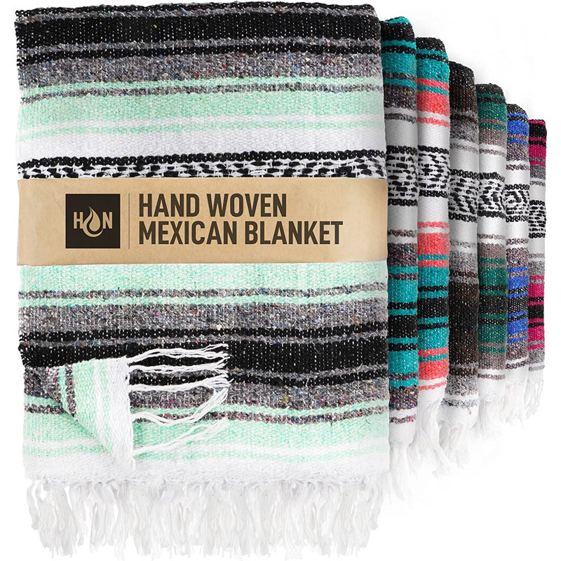 Hand Woven Heated Blanket, Aqua Green