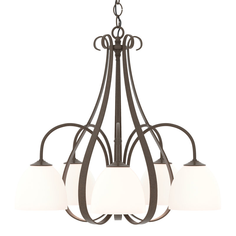 Sweeping Taper 5 - Light Shaded Classic/Traditional Chandelier, Bronze