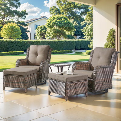 Kolb 5 Piece Swivel Chairs Seating Group With Cushions And Ottoman
