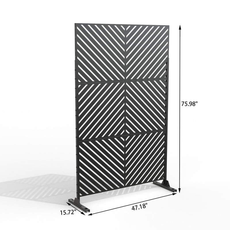 Panneau d'intimité en métal avec motif 4 pi. Stanaford, Forme de lignes parallèles, Noir